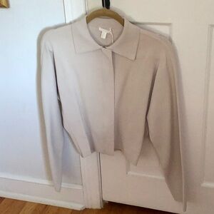 NWT COS Beige Full Zip Classic Cropped Jacket Knitwear Bomber Size XS